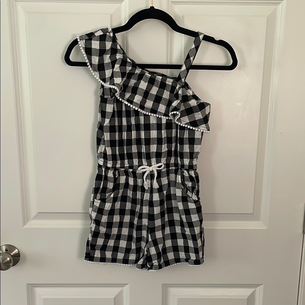 Wonder Nation Black and White Gingham Romper Cotton/Rayon size 7/8